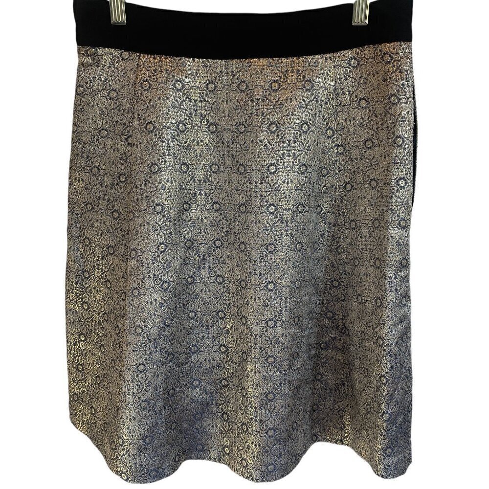 Narciso Rodriguez by Design Nation Metallic Gold & Black A-line Skirt | Size 4